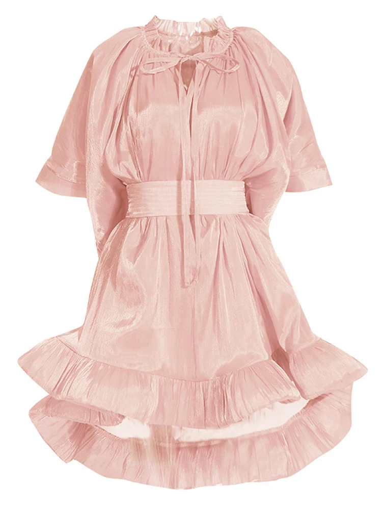 Women Orange Pleated Ruffles Big Size Dress New Round Neck Half Sleeve Loose Fit Fashion Tide Spring Summer O028
Women Orange Pleated Ruffles Big Size Dress New Round Neck Half Sleeve Loose Fit Fashion Tide Spring Summer O028
