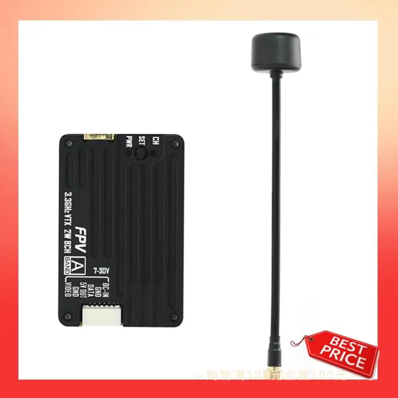 ABNR 3.3G 2W VTX+Antenna Kit 2000Mw 8CH Audio Video FPV Transmitter For RC FPV Drone Multi-Rotor
ABNR 3.3G 2W VTX+Antenna Kit 2000Mw 8CH Audio Video FPV Transmitter For RC FPV Drone Multi-Rotor