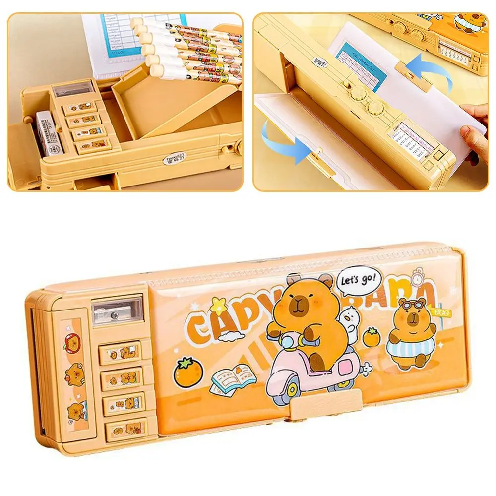 Multifunctional Capibara Pencil Case Double Layer with Password Lock Stationery Box Large Capacity High-tech Pen Box
Multifunctional Capibara Pencil Case Double Layer with Password Lock Stationery Box Large Capacity High-tech Pen Box