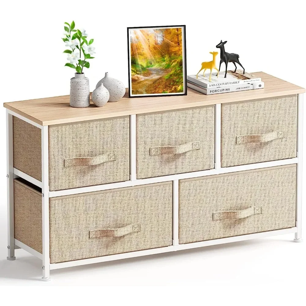 Fabric Dresser, Wide Dresser Storage Tower, Organizer Unit with Wood Top and Easy Pull Handle for Closets, Living Room, Hallway
Fabric Dresser, Wide Dresser Storage Tower, Organizer Unit with Wood Top and Easy Pull Handle for Closets, Living Room, Hallway