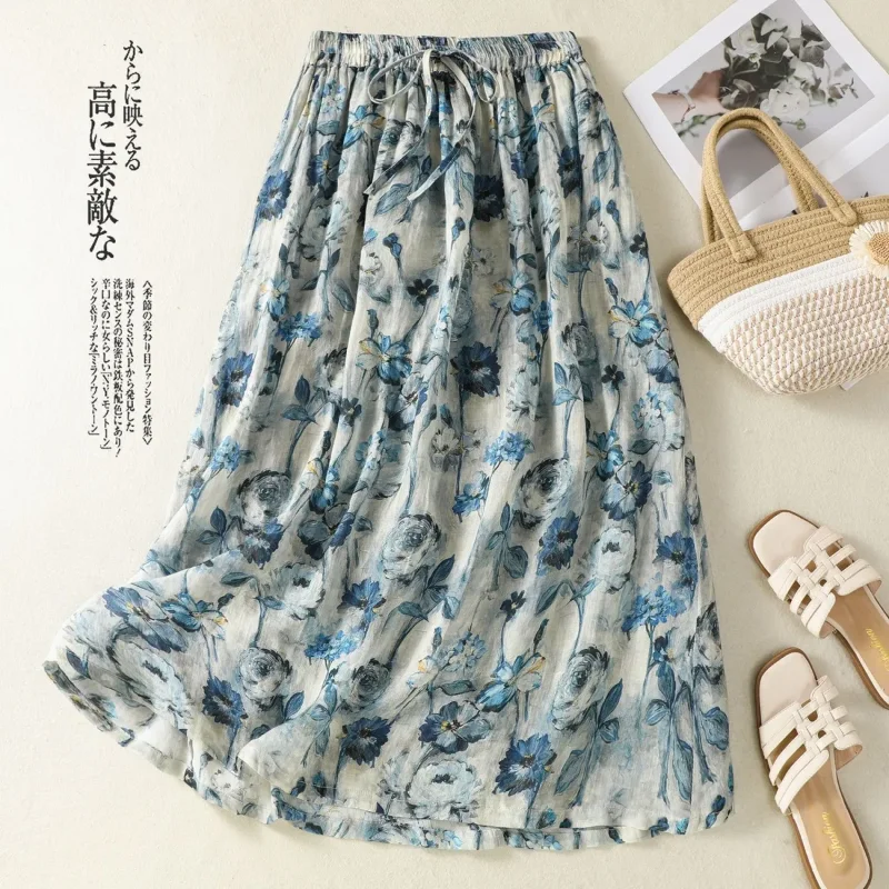 Women's Floral Print Linen Maxi Skirt Elastic Waist Casual A Line Summer Bohemian Long Skirt
Women's Floral Print Linen Maxi Skirt Elastic Waist Casual A Line Summer Bohemian Long Skirt