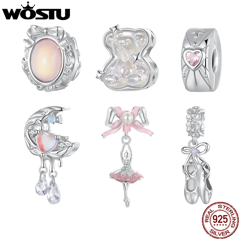 WOSTU 925 Sterling Silver Pink Dreamy Moon Charm Heart Clip Beads Ballet Shoe Bear Pendant Fit Original Bracelet DIY Necklace
WOSTU 925 Sterling Silver Pink Dreamy Moon Charm Heart Clip Beads Ballet Shoe Bear Pendant Fit Original Bracelet DIY Necklace