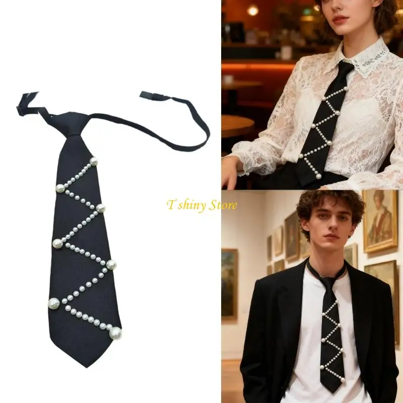 N58F Sparkling Pearls Necktie Elegant Polyester Formal Accessory for Men and Women
N58F Sparkling Pearls Necktie Elegant Polyester Formal Accessory for Men and Women