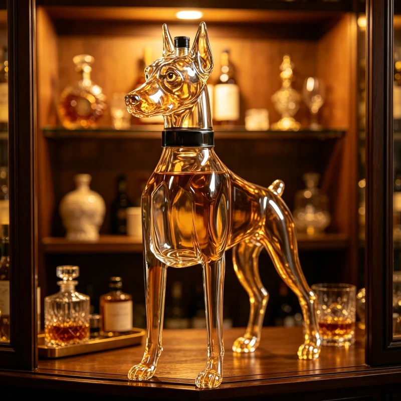 Doberman Shaped Glass Whiskey Decanter Lead-Free Crystal Liquor Dispenser for Wine, Bourbon, Vodka, Home Bar Decor & Unique Gift
Doberman Shaped Glass Whiskey Decanter Lead-Free Crystal Liquor Dispenser for Wine, Bourbon, Vodka, Home Bar Decor & Unique Gift