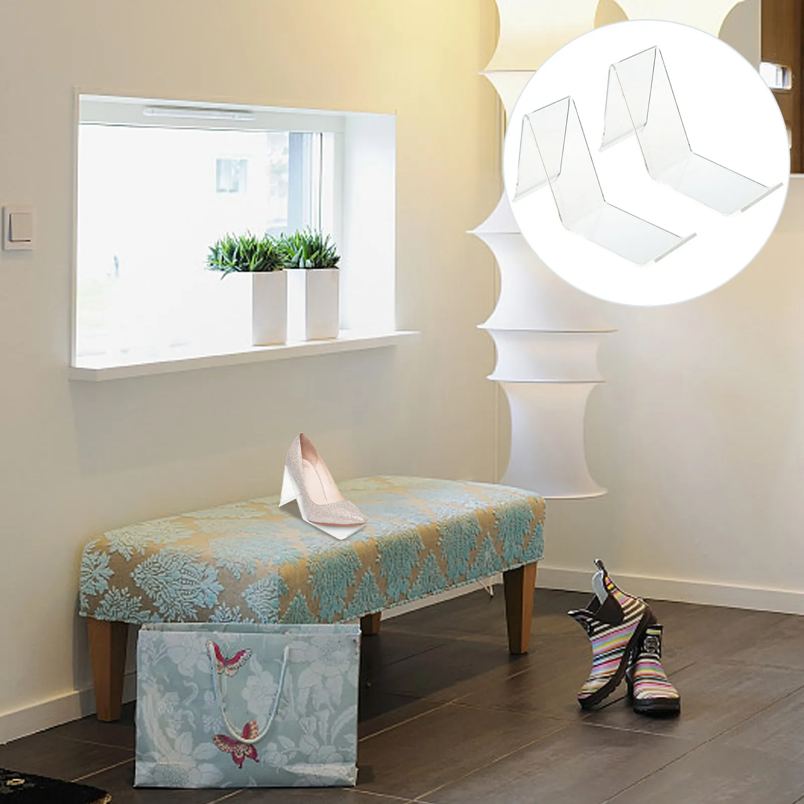 2Pcs Acrylic Shoe Display Rack Lightweight Strong Stable for All Shoe Sizes Styles Perfect for Shopping Mall Retail Store
2Pcs Acrylic Shoe Display Rack Lightweight Strong Stable for All Shoe Sizes Styles Perfect for Shopping Mall Retail Store