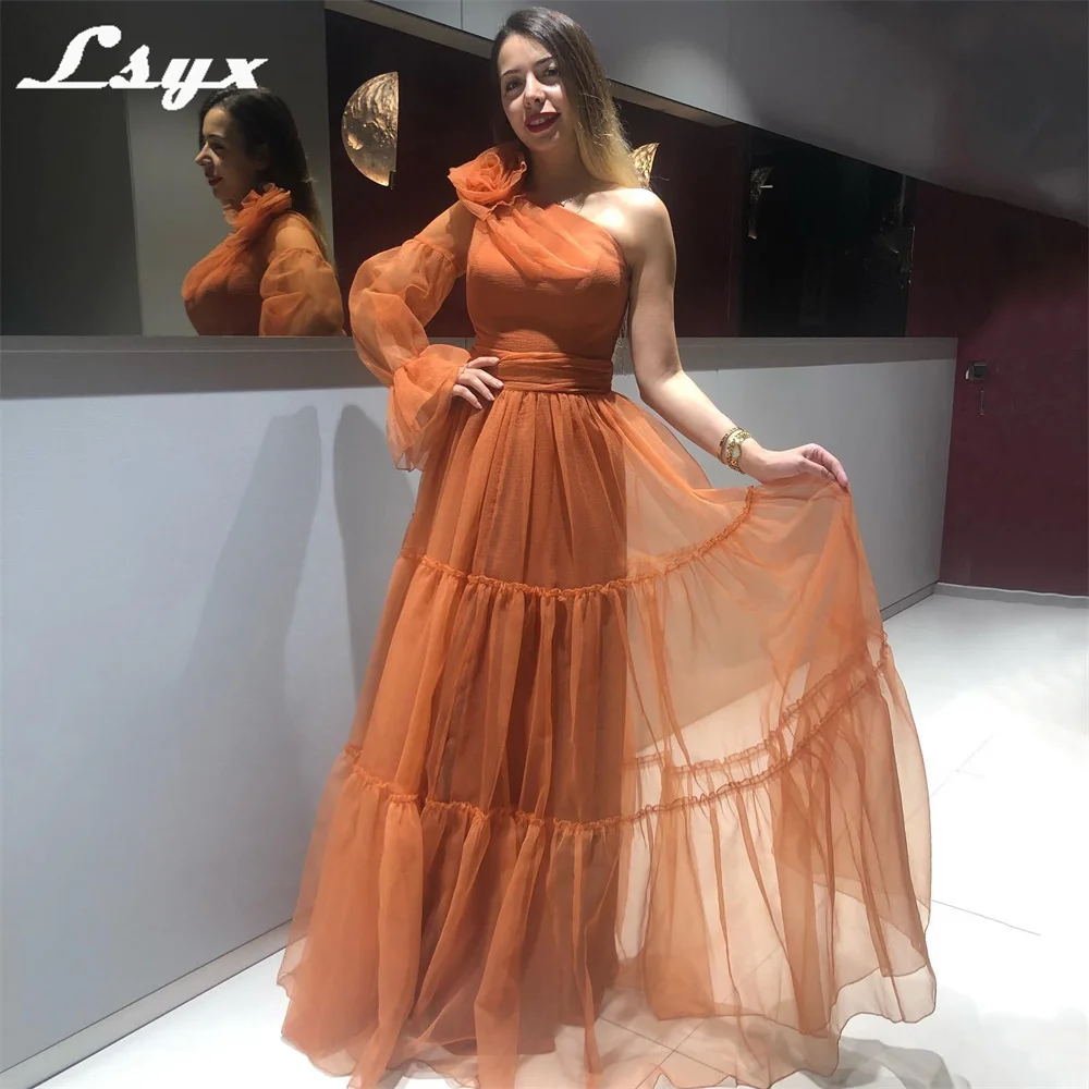LSYX One Shoulder Flower A Line Women Evening Dress Tulle Tiered Floor Length Princess Prom Gown Formal Occasion
LSYX One Shoulder Flower A Line Women Evening Dress Tulle Tiered Floor Length Princess Prom Gown Formal Occasion