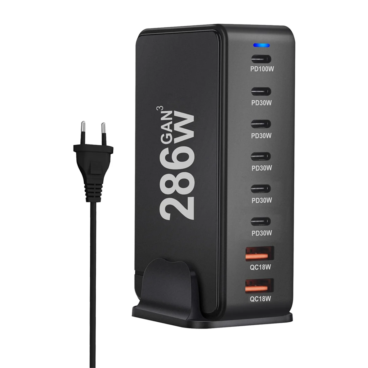 T06C-New 286W GaN Desktop Charger 8 Ports USB PD 6C2A Charger Fast Charging for IPhone 15 MacBook EU Plug
T06C-New 286W GaN Desktop Charger 8 Ports USB PD 6C2A Charger Fast Charging for IPhone 15 MacBook EU Plug