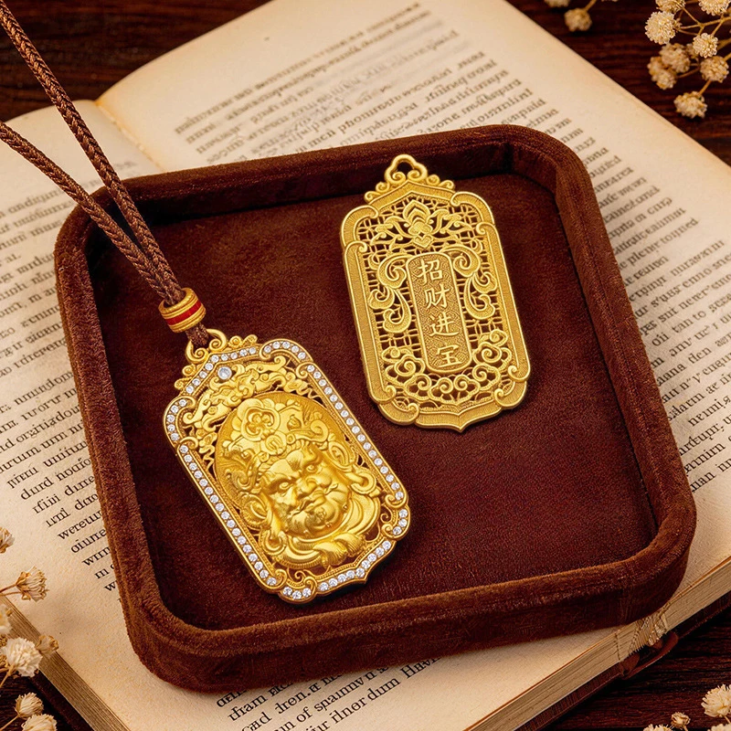 New Chinese Vintage Style AU9999 Gold Ancient Filigree Openwork Diamond Dot Yellow Jambhala Pendant For Wealth
New Chinese Vintage Style AU9999 Gold Ancient Filigree Openwork Diamond Dot Yellow Jambhala Pendant For Wealth