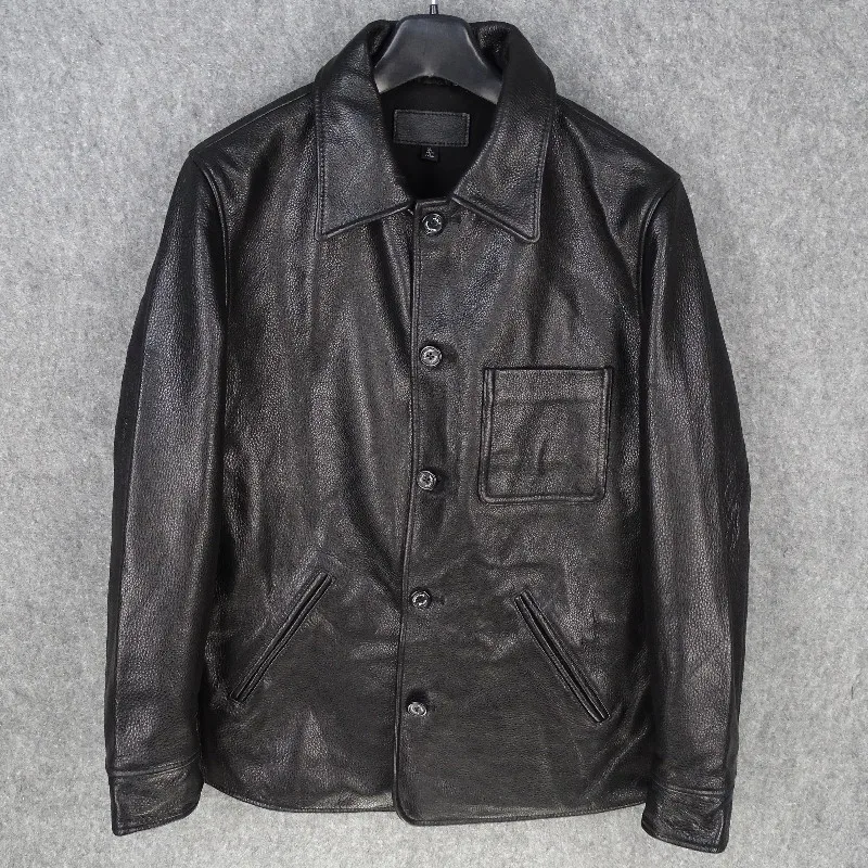 Новая мужская кожаная куртка средней длины из плотной кожи, ветровка в модном городском стиле с традиционным воротником
Новая мужская кожаная куртка средней длины из плотной кожи, ветровка в модном городском стиле с традиционным воротником