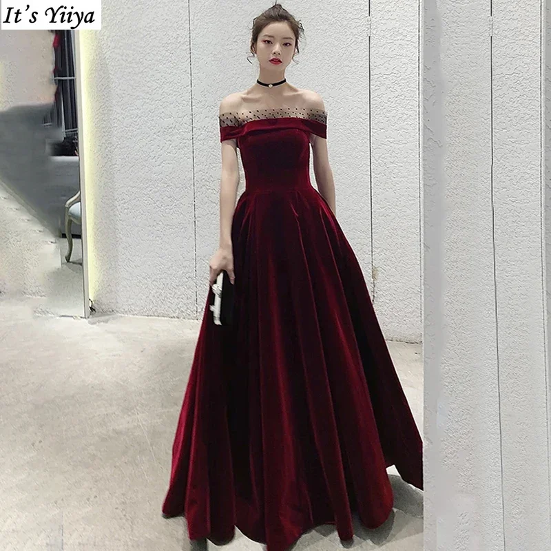 It's Yiiya Customized Evening Dress Wine Red Flannel Off Shoulder A-line Floor-length Plus size Lace up Woman Party Formal Gown
It's Yiiya Customized Evening Dress Wine Red Flannel Off Shoulder A-line Floor-length Plus size Lace up Woman Party Formal Gown