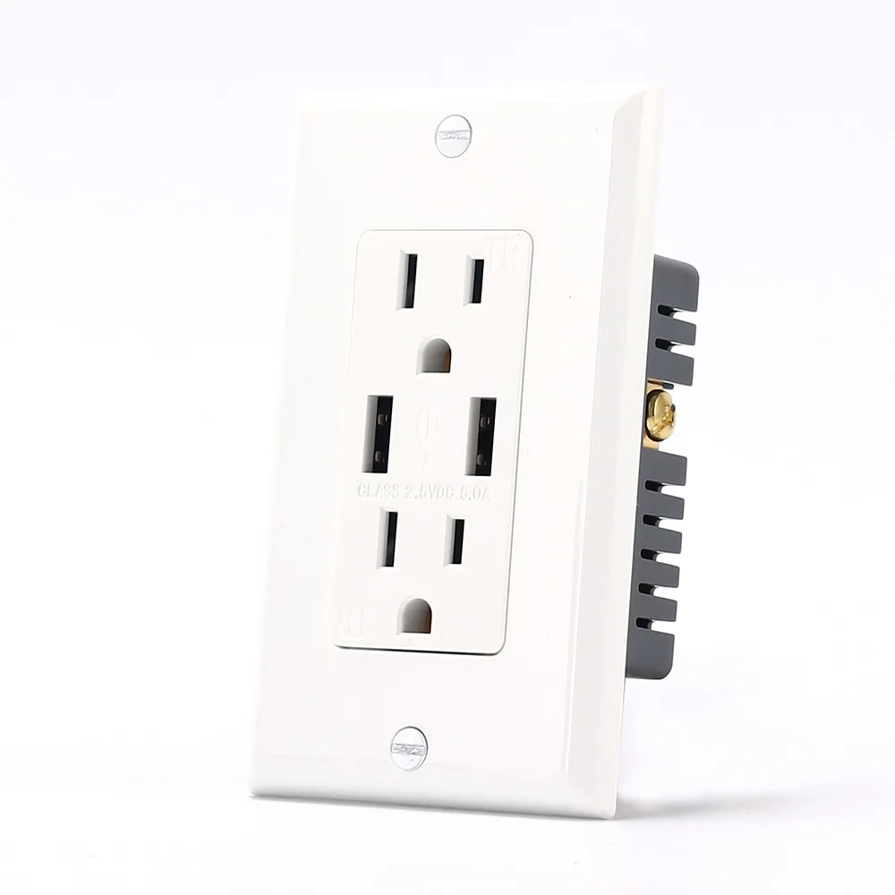 Североамериканская сертифицированная 15 а/20 А американская стандартная USB-розетка с предохранительными жалюзи, 5.0A Type-A, американская стандартная розетка Type-C
Североамериканская сертифицированная 15 а/20 А американская стандартная USB-розетка с предохранительными жалюзи, 5.0A Type-A, американская стандартная розетка Type-C