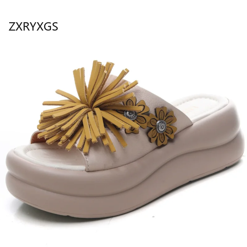 ZXRYXGS Top Cowhide Flowers Slippers Fashion Sandals Platform Shoes Heighten Slippers 2026 New Summer Women Outerwear Slippers
ZXRYXGS Top Cowhide Flowers Slippers Fashion Sandals Platform Shoes Heighten Slippers 2026 New Summer Women Outerwear Slippers