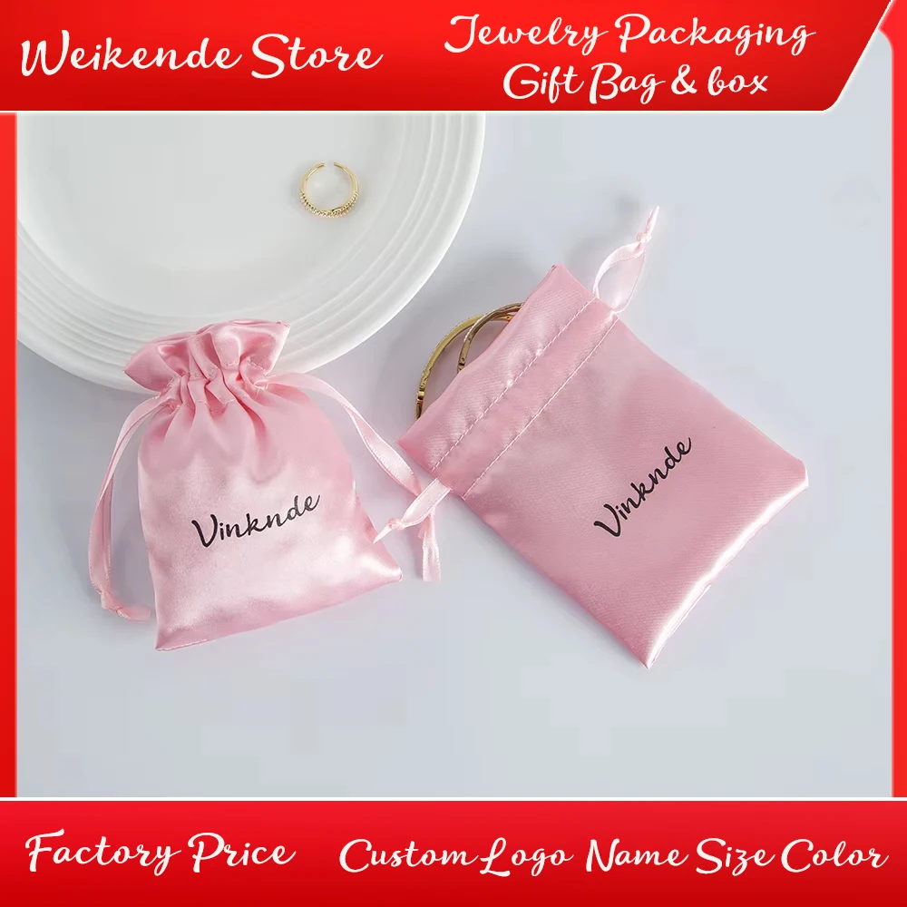 100pcs/Lot Jewellery Pouch Packaging Bag Satin Silk Gift Bracelet Necklace Earrings Rings Storage Drawstring Bag Custom Logo
100pcs/Lot Jewellery Pouch Packaging Bag Satin Silk Gift Bracelet Necklace Earrings Rings Storage Drawstring Bag Custom Logo