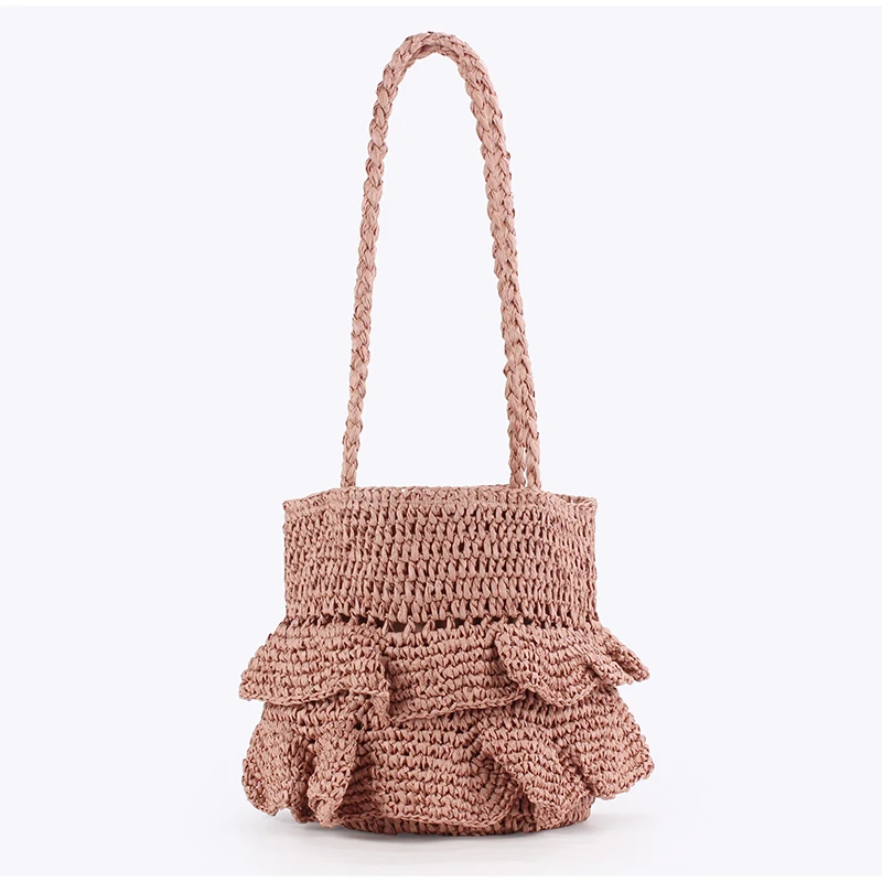 Bohemian Hand Woven Pleated Shoulder Bag Bucket Shaped Large Capacity Drawstring Tote Bag Vacation Paper Rope Knitted Beach Bag
Bohemian Hand Woven Pleated Shoulder Bag Bucket Shaped Large Capacity Drawstring Tote Bag Vacation Paper Rope Knitted Beach Bag