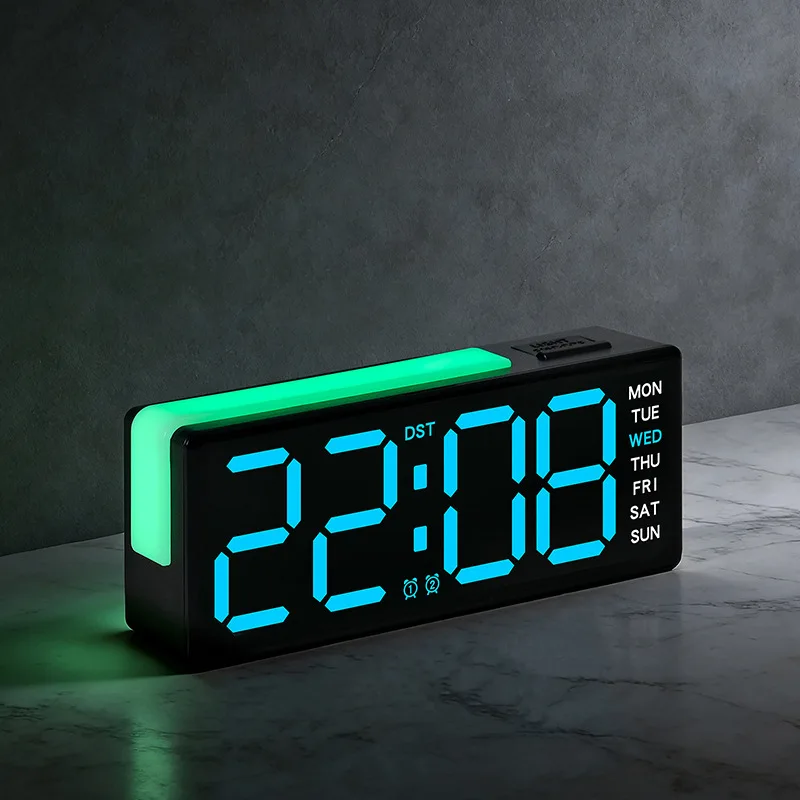 New Large LED Digital Clock with Atmosphere Light Multifunctional Snooze Desk Alarm Clock with Date Display for Bedroom
New Large LED Digital Clock with Atmosphere Light Multifunctional Snooze Desk Alarm Clock with Date Display for Bedroom