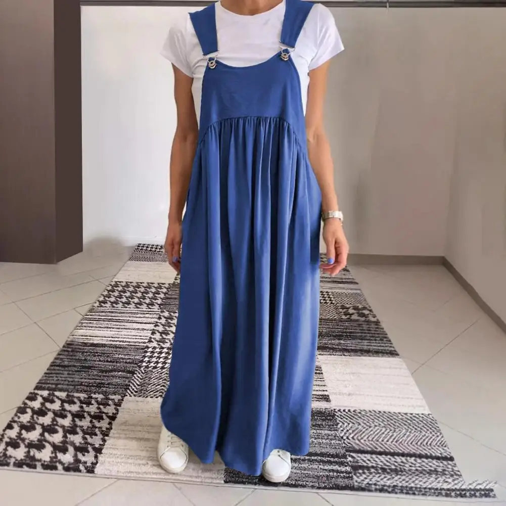 Women Dress Oversized Collarless Sleeveless Backless Suspender Dress Solid Color Pleated Maxi Dress For Travel Beach Daily Wear
Women Dress Oversized Collarless Sleeveless Backless Suspender Dress Solid Color Pleated Maxi Dress For Travel Beach Daily Wear