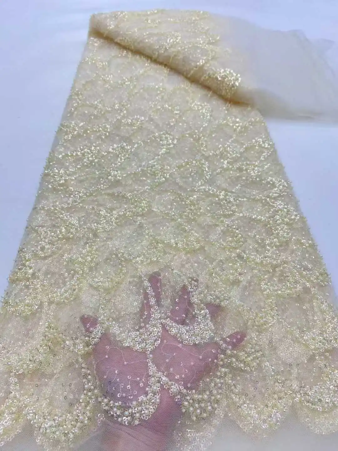 New African French Nigerian High End 2025 New Tulle Lace Fabric With Beads Sequins Flower for Wedding Party Bride Sewing Dress
New African French Nigerian High End 2025 New Tulle Lace Fabric With Beads Sequins Flower for Wedding Party Bride Sewing Dress