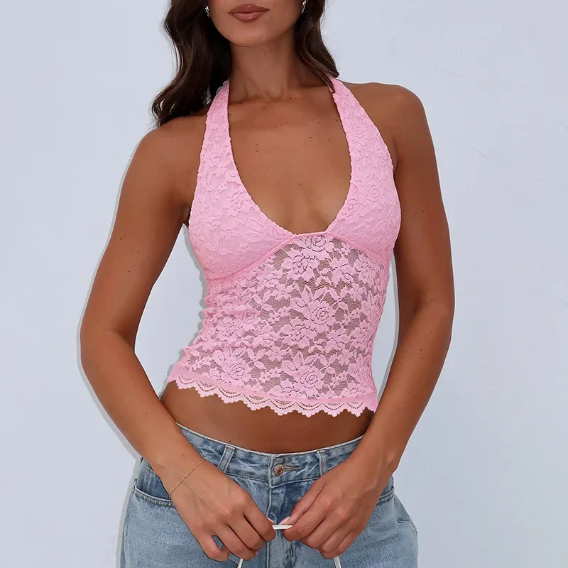 Tank Top Women 2025 New Hollow Lace Vest Summer Sexy Vest Hanging Neck Tops Cute Women Clothing m
Tank Top Women 2025 New Hollow Lace Vest Summer Sexy Vest Hanging Neck Tops Cute Women Clothing m