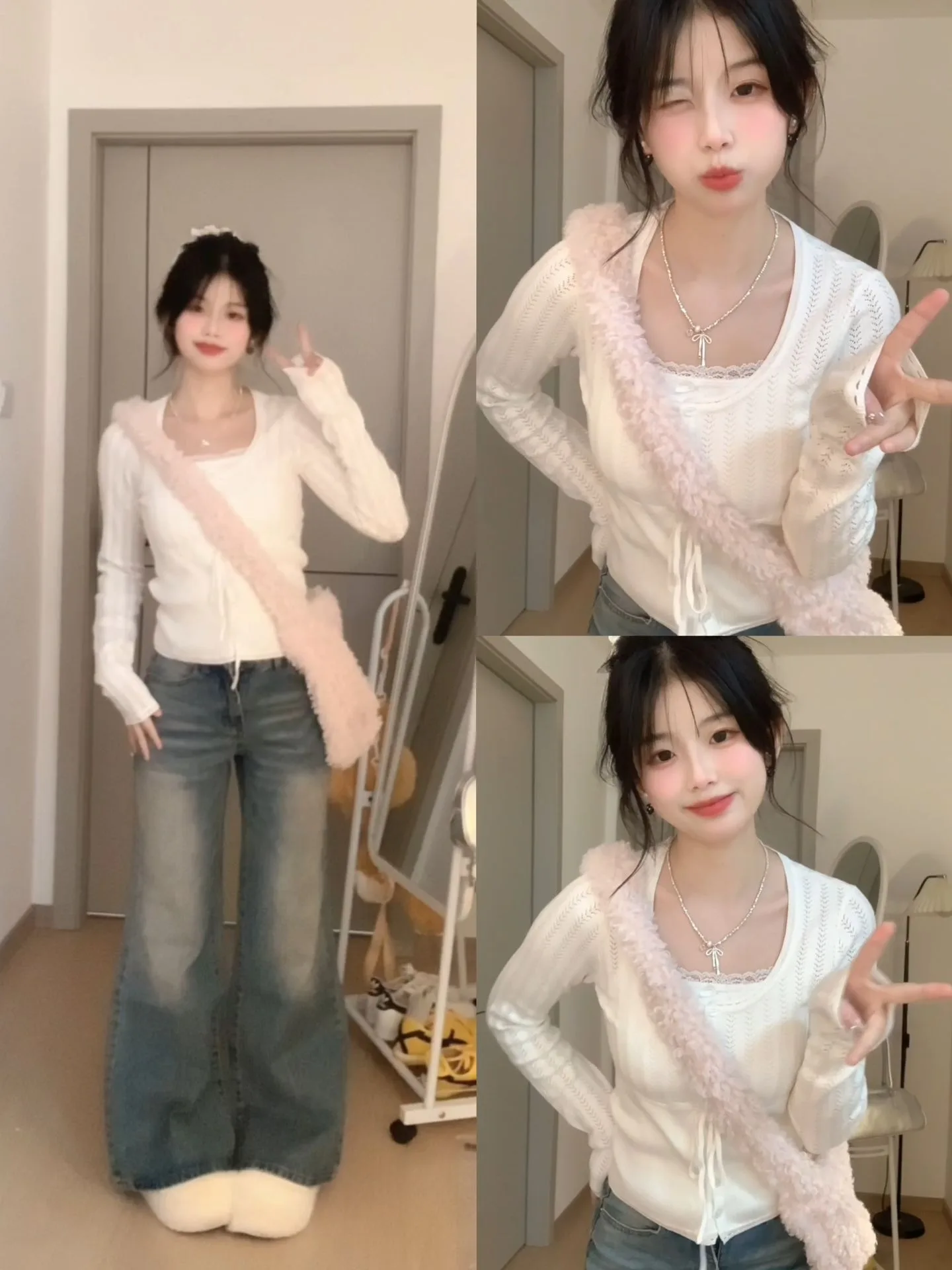 Korean Sle Sweet Long Sve Knitted T-irt Women's Autumn Winter Hollow out Design Sensual Pure Desire Lace Trim Top
Korean Sle Sweet Long Sve Knitted T-irt Women's Autumn Winter Hollow out Design Sensual Pure Desire Lace Trim Top