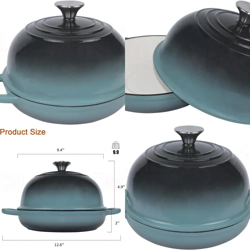 Чугунная эмалированная кастрюля (голландская печь), 5 кварт, голубая, идеально подходит для выпечки хлеба на закваске
Чугунная эмалированная кастрюля (голландская печь), 5 кварт, голубая, идеально подходит для выпечки хлеба на закваске