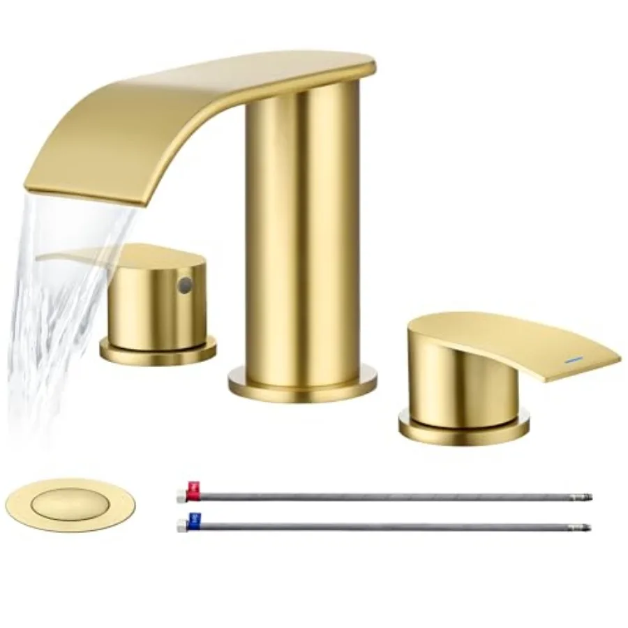 Bathroom Faucet, Waterfall Bathroom Faucet with Metal Pop-up Sk Dra Stopper and Supply Hoses, Handle Widespread Faucets for Van
Bathroom Faucet, Waterfall Bathroom Faucet with Metal Pop-up Sk Dra Stopper and Supply Hoses, Handle Widespread Faucets for Van