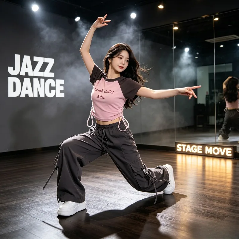 Women S-2XL Soft Jazz Dance Outfit Set Raglan Crop Top Cargo Wide Leg Pants Hip Hop KPOP Idol Stage Performance Fashion Costume
Women S-2XL Soft Jazz Dance Outfit Set Raglan Crop Top Cargo Wide Leg Pants Hip Hop KPOP Idol Stage Performance Fashion Costume