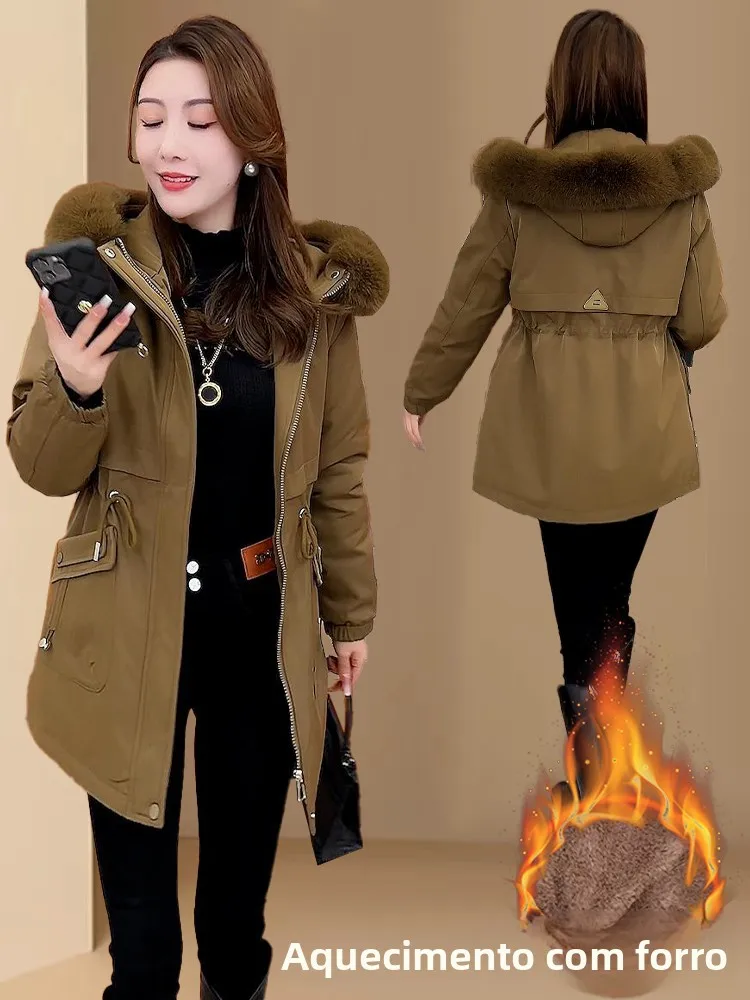 Women's Fleece Lined Thickened Cotton Jacket Winter New Fashion Mid-Length Warm Fur Collar Cotton Coat Korean Style Loose Fit
Women's Fleece Lined Thickened Cotton Jacket Winter New Fashion Mid-Length Warm Fur Collar Cotton Coat Korean Style Loose Fit
