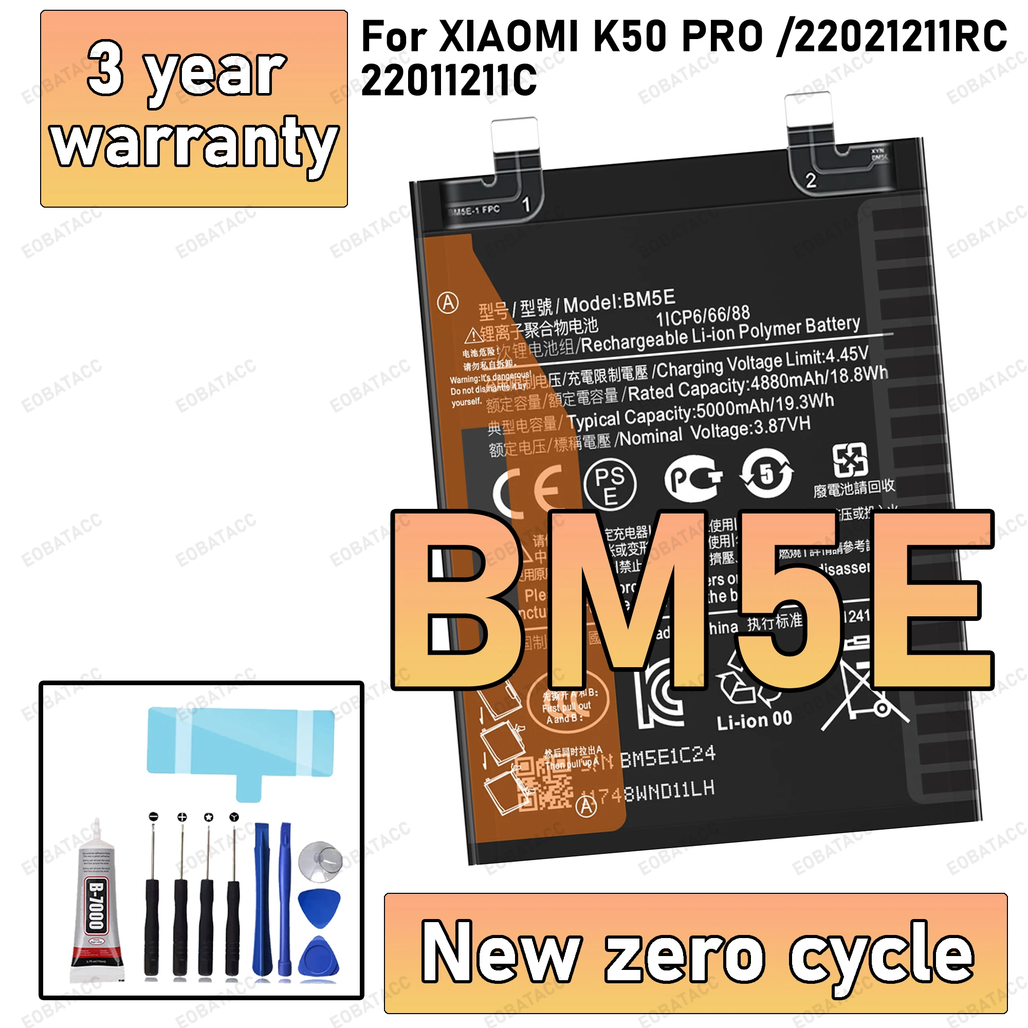 100% новый высококачественный аккумулятор BM5E для XIAOMI Redmi K50 PRO/22021211RC/22011211C, сменная батарея + бесплатные инструменты
100% новый высококачественный аккумулятор BM5E для XIAOMI Redmi K50 PRO/22021211RC/22011211C, сменная батарея + бесплатные инструменты