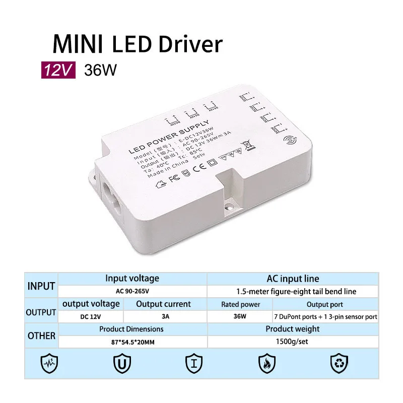 DC12V/24V LED Cabinet Light Strip Driver 36W-150W EU/AU/UK Plug Transformer Power Supply AC220V for Home Wardrobe Shelf Lighting
DC12V/24V LED Cabinet Light Strip Driver 36W-150W EU/AU/UK Plug Transformer Power Supply AC220V for Home Wardrobe Shelf Lighting