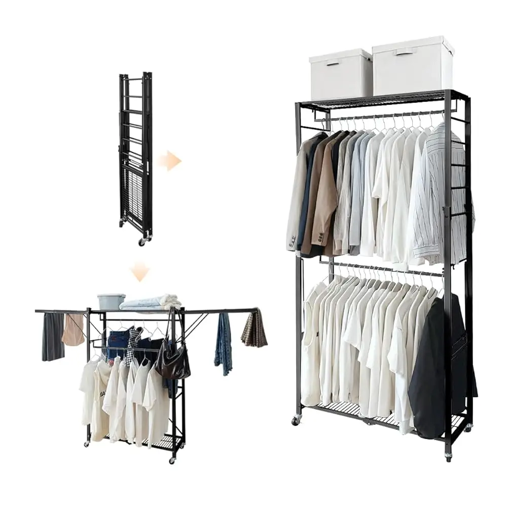 Free ShippingFolding Clothing Rack with Wheels Expandable Wardrobe Portable Clothes Rack for Hanging Clothes Adjustable Closet S
Free ShippingFolding Clothing Rack with Wheels Expandable Wardrobe Portable Clothes Rack for Hanging Clothes Adjustable Closet S