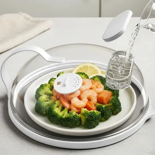 Крышка-пароварка для микроволновой печи 10 дюймов - белая защита от брызг и крышка для приготовления на пару для разогрева еды
Крышка-пароварка для микроволновой печи 10 дюймов - белая защита от брызг и крышка для приготовления на пару для разогрева еды