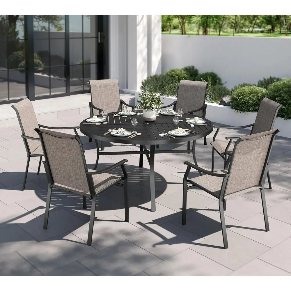 Round Metal Outdoor Dining Set with 6 Chairs, Patio Garden Furniture
Round Metal Outdoor Dining Set with 6 Chairs, Patio Garden Furniture