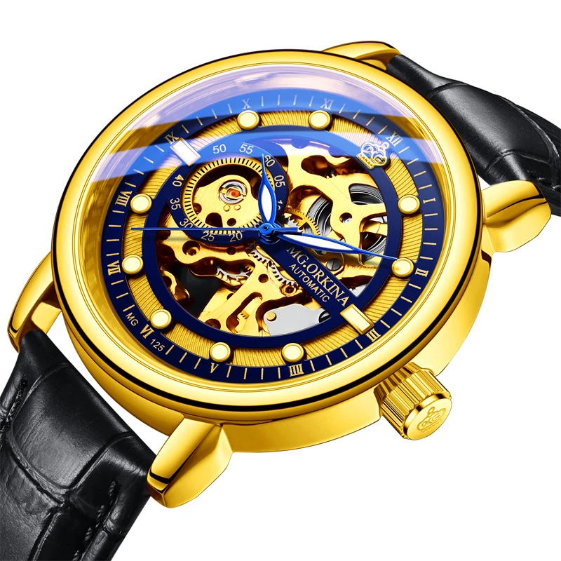 Fashion Gold Skeleton Mechanical Watches Men Top Brand Luxury Leather Automatic Hollow Wristwatch Leather Military Watch for Men
Fashion Gold Skeleton Mechanical Watches Men Top Brand Luxury Leather Automatic Hollow Wristwatch Leather Military Watch for Men