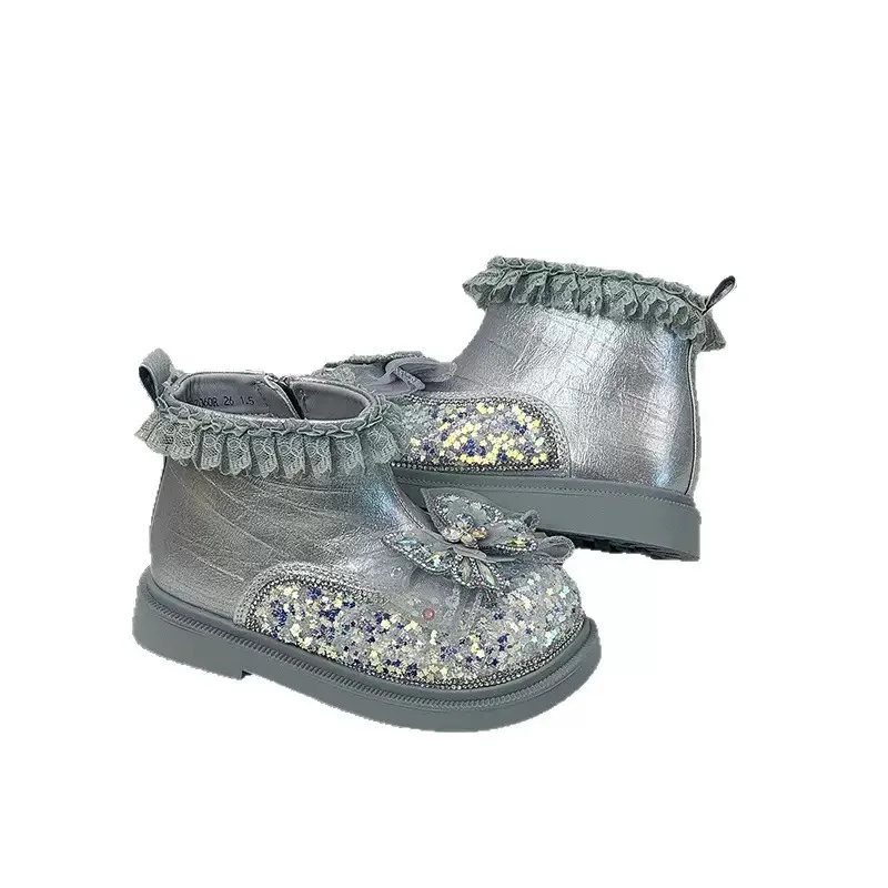 Детские короткие сапоги принцессы из флока со стразами и бантом, новые зимние детские кожаные сапоги для девочек
Детские короткие сапоги принцессы из флока со стразами и бантом, новые зимние детские кожаные сапоги для девочек