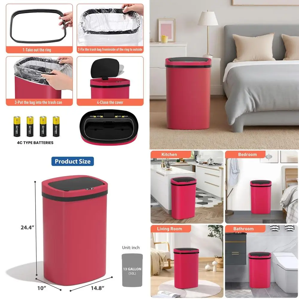 Бесконтактный кухонный мусорный бак объемом 13 галлонов, мусорное ведро емкостью 54 л с крышкой, с контролем запаха, пластик для общежитий, спален, офисов
Бесконтактный кухонный мусорный бак объемом 13 галлонов, мусорное ведро емкостью 54 л с крышкой, с контролем запаха, пластик для общежитий, спален, офисов