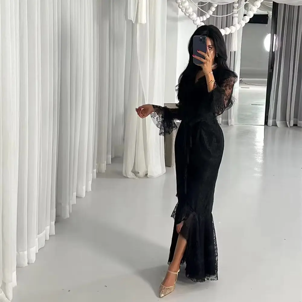 Black Lace Long Sleeves Bespoke Occasion Gown Evening Dresses Pastrol Unisex Jersey Retro Dubai Saudi Arabic Prom Customized
Black Lace Long Sleeves Bespoke Occasion Gown Evening Dresses Pastrol Unisex Jersey Retro Dubai Saudi Arabic Prom Customized