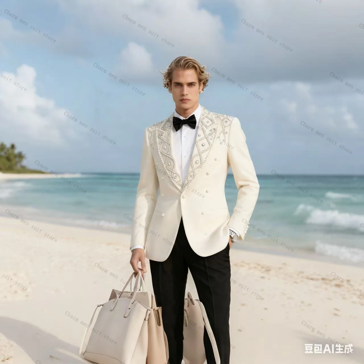 White Men Suits Set 2 Pieces Cotton Blazer+Black Pants Trousers Customized Wedding Tuxedos Formal Office Business Jacket Coat
White Men Suits Set 2 Pieces Cotton Blazer+Black Pants Trousers Customized Wedding Tuxedos Formal Office Business Jacket Coat