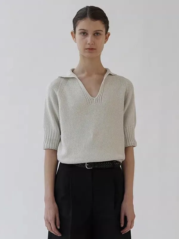 Women's Short Sleeve Knitted Sweater V-Neck Loose Fit Simple Design Spring Summer Cotton Blend Comfortable Breathable
Women's Short Sleeve Knitted Sweater V-Neck Loose Fit Simple Design Spring Summer Cotton Blend Comfortable Breathable