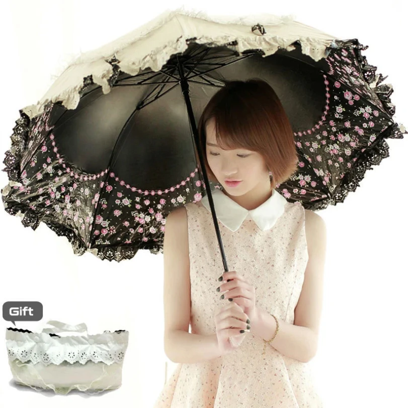 Lace Flower Women Sun Parasol Sunscreen Portable Compact Black Coating Anti UV Rain Umbrella Girl Princess Sunshades Vintage
Lace Flower Women Sun Parasol Sunscreen Portable Compact Black Coating Anti UV Rain Umbrella Girl Princess Sunshades Vintage