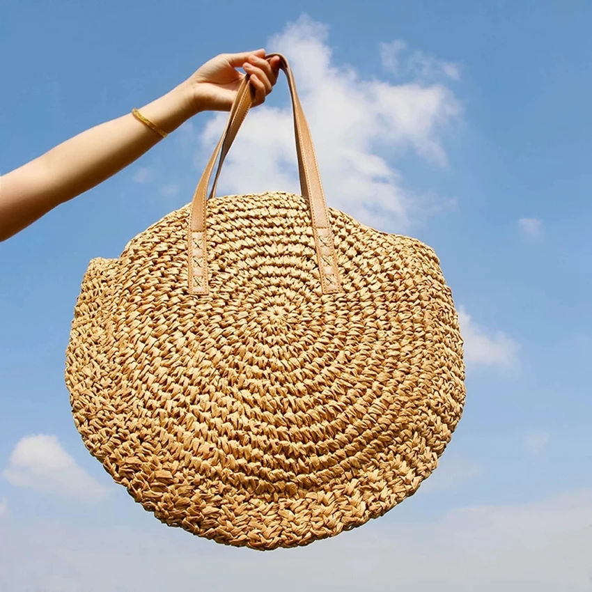 Round Straw Beach Bag Vintage Handmade Woven Shoulder Bag Raffia Circle Rattan Bags Bohemian Summer Vacation Casual Bags
Round Straw Beach Bag Vintage Handmade Woven Shoulder Bag Raffia Circle Rattan Bags Bohemian Summer Vacation Casual Bags