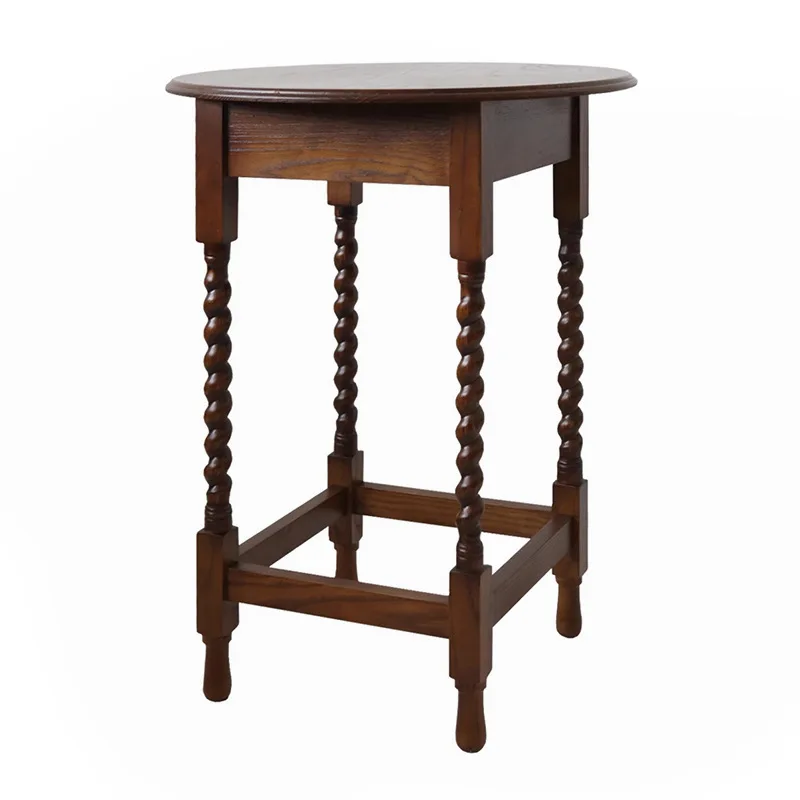Retro solid wood twist small coffee table, round wooden bedroom balcony home creative corner table
Retro solid wood twist small coffee table, round wooden bedroom balcony home creative corner table