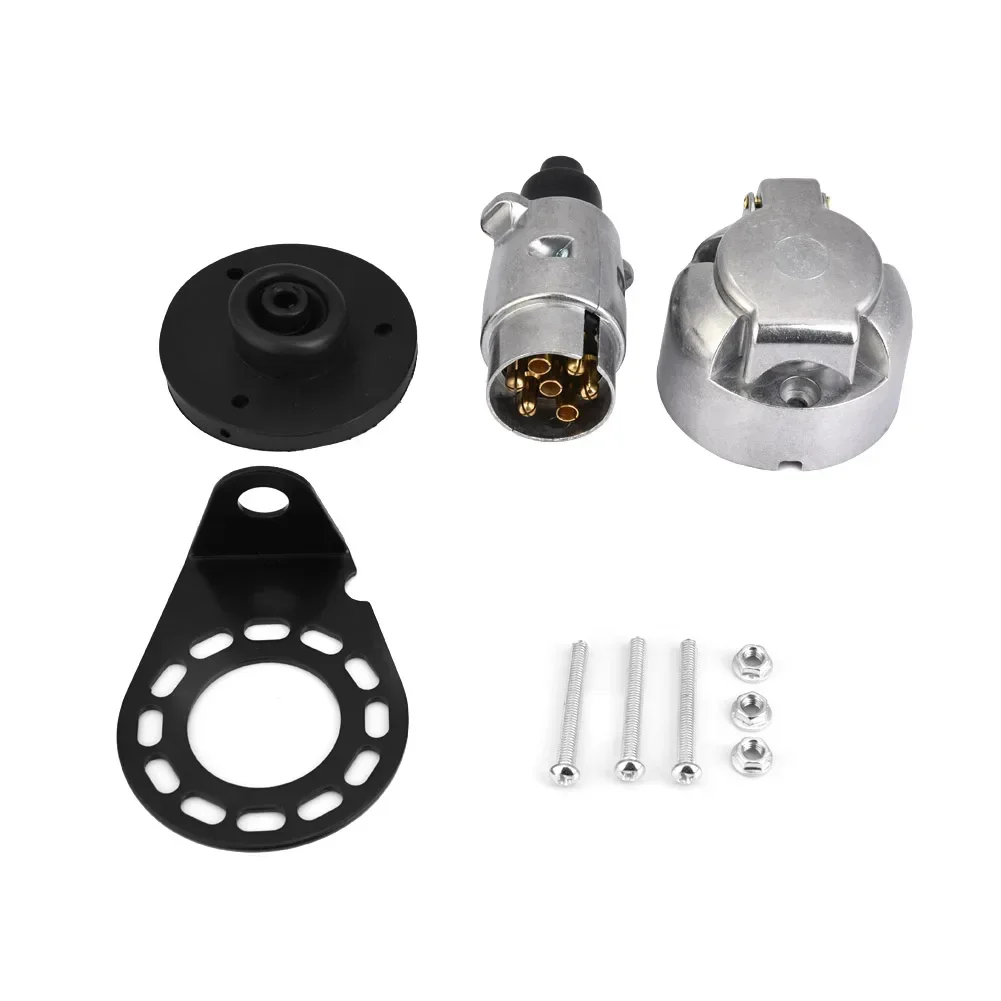 Heavy Duty 7 Pin Trailer Plug and Socket Kit, Aluminum Mounting Bracket, 12V European Caravan Connector, for Truck RV Towing
Heavy Duty 7 Pin Trailer Plug and Socket Kit, Aluminum Mounting Bracket, 12V European Caravan Connector, for Truck RV Towing
