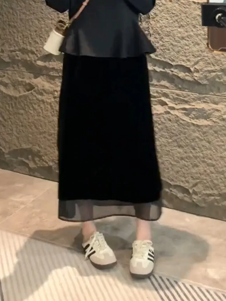 Korean Style High Waist Velvet Wrap Body Skirt Women's Spring New Slimming Mesh Splicing Mid-Length Skirt City Walk
Korean Style High Waist Velvet Wrap Body Skirt Women's Spring New Slimming Mesh Splicing Mid-Length Skirt City Walk