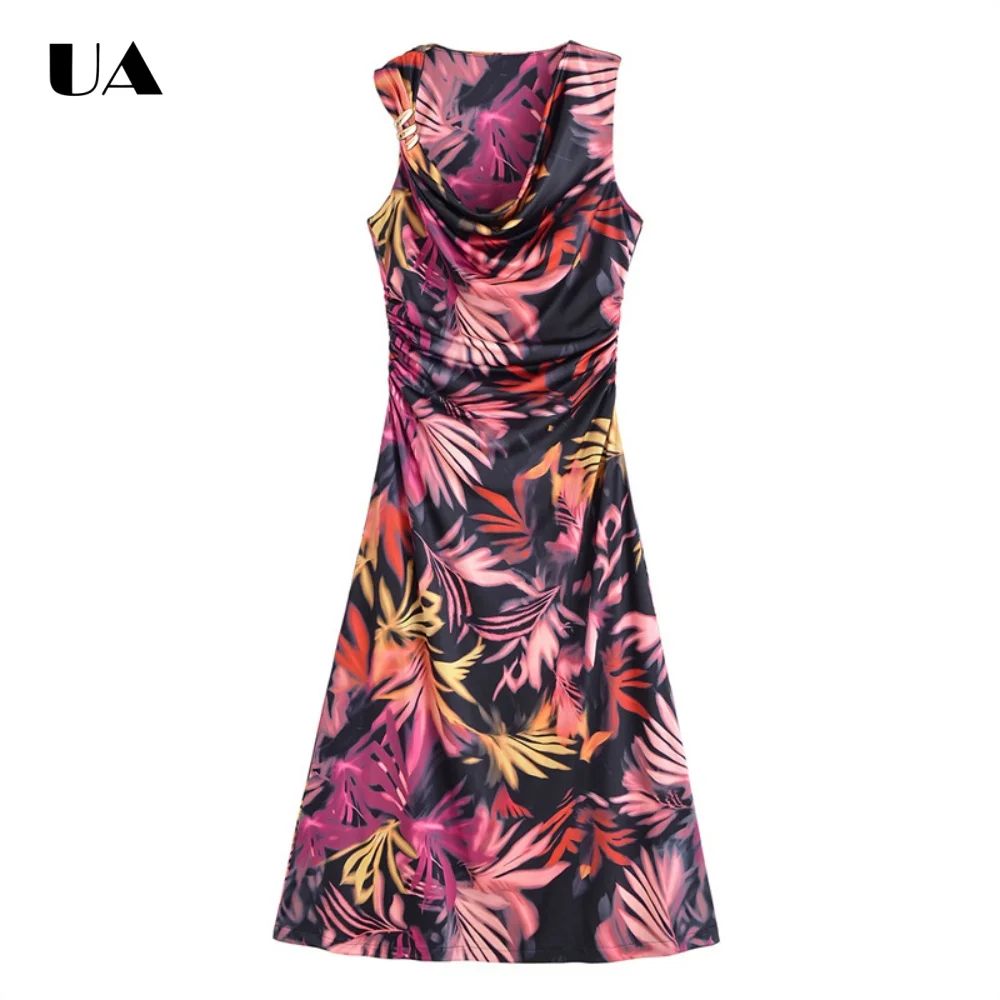 Fashionable A-line Printed Draped Midi Dress with Asymmetrical Collar, Vintage Sleevless Long Dresses for Women, Trendy Dress
Fashionable A-line Printed Draped Midi Dress with Asymmetrical Collar, Vintage Sleevless Long Dresses for Women, Trendy Dress