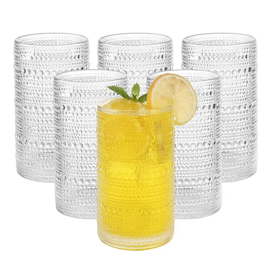 Hobnail Drinking Glasses Set of 6, 16 oz Large Capacity Embossed Clear Tumblers, Highball Glasses for Water, Cocktail, Beer, Whi
Hobnail Drinking Glasses Set of 6, 16 oz Large Capacity Embossed Clear Tumblers, Highball Glasses for Water, Cocktail, Beer, Whi