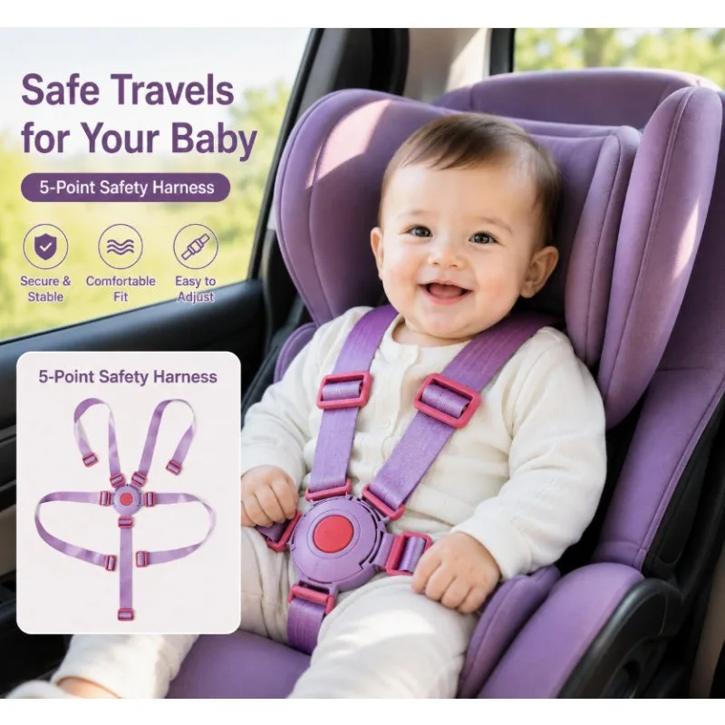 Children's High Chair with Round 5-Point Harness, Baby Growth Chair, Stroller, and Child Safety Buckle
Children's High Chair with Round 5-Point Harness, Baby Growth Chair, Stroller, and Child Safety Buckle