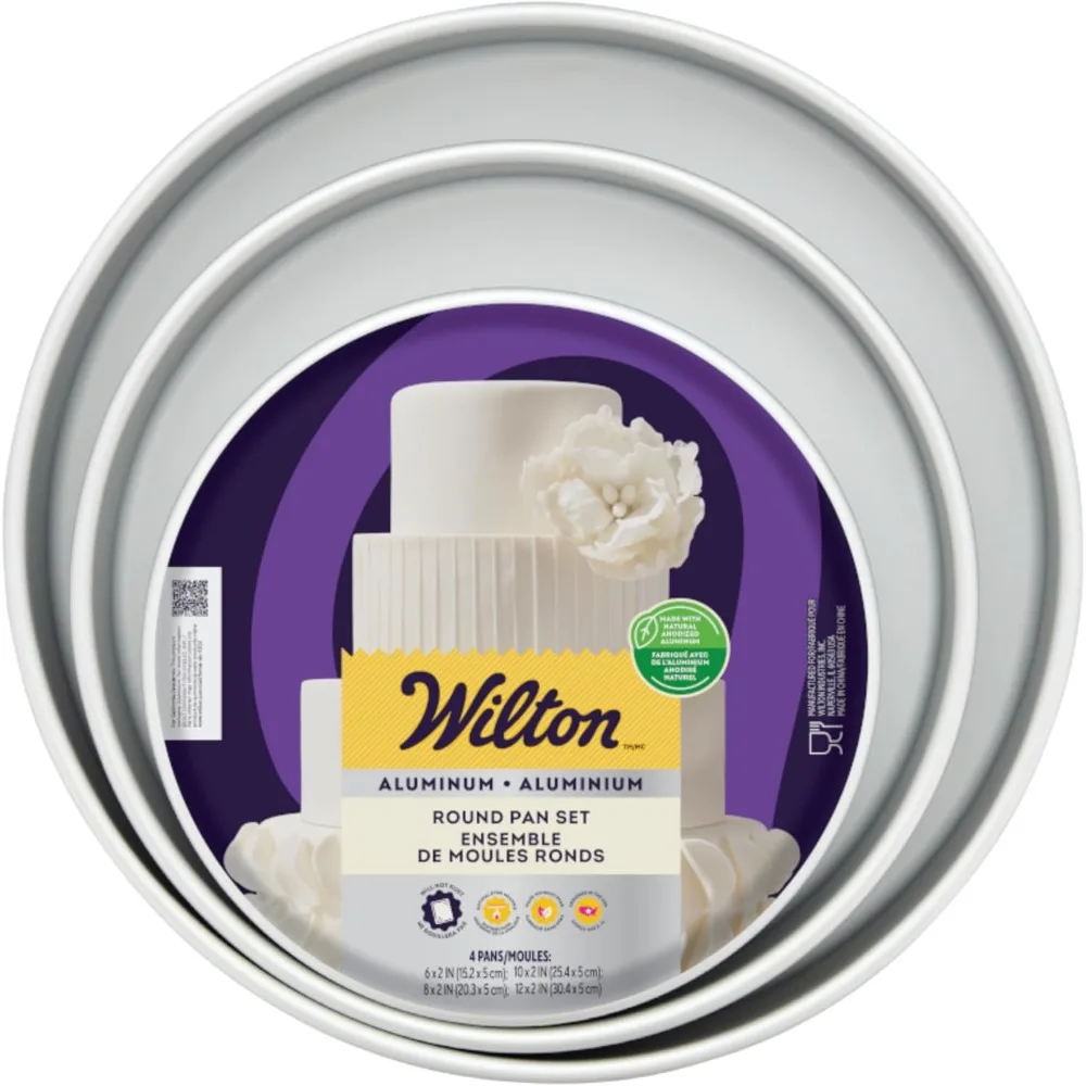Набор алюминиевых круглых форм для торта Wilton из 4 предметов для многослойных тортов — прочный, равномерный нагрев, устойчивый к ржавчине профессиональный формы для выпечки, размер
Набор алюминиевых круглых форм для торта Wilton из 4 предметов для многослойных тортов — прочный, равномерный нагрев, устойчивый к ржавчине профессиональный формы для выпечки, размер