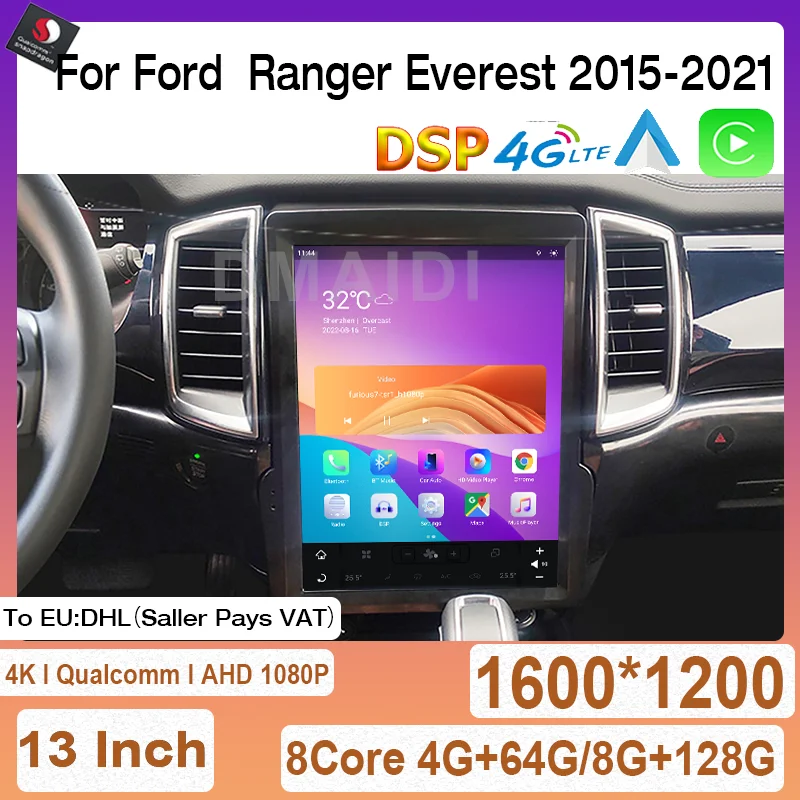 Car Radio Android Auto 13" Qualcomm Car Stereo Multimedia Player Head Unit Wireless Carplay For Ford Ranger Everest 2015-2021
Car Radio Android Auto 13" Qualcomm Car Stereo Multimedia Player Head Unit Wireless Carplay For Ford Ranger Everest 2015-2021