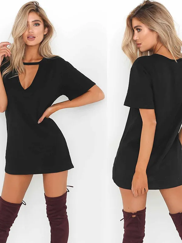 Women's Sexy V-neck Short Sleeve Off-shoulder Hollow out Dress Lace-up Casual Summer Dress Polyester Fabric Breathable
Women's Sexy V-neck Short Sleeve Off-shoulder Hollow out Dress Lace-up Casual Summer Dress Polyester Fabric Breathable