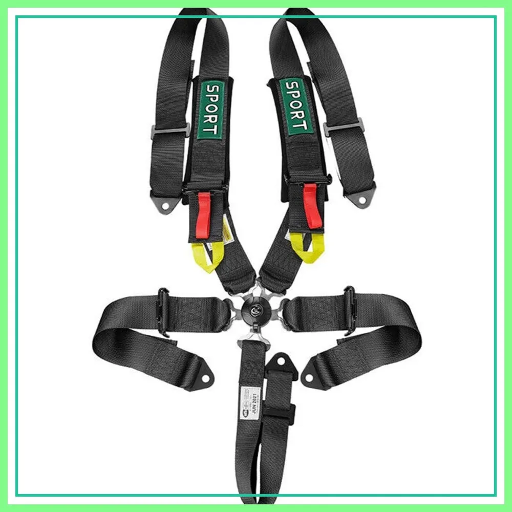 5-Point Racing Harness SFI, 1PC Black Racing Belts with 3 Inch Shoulder Pads
5-Point Racing Harness SFI, 1PC Black Racing Belts with 3 Inch Shoulder Pads